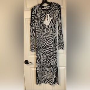 Alexander McQueen McQ Zebra Print Long Sleeve Dress S